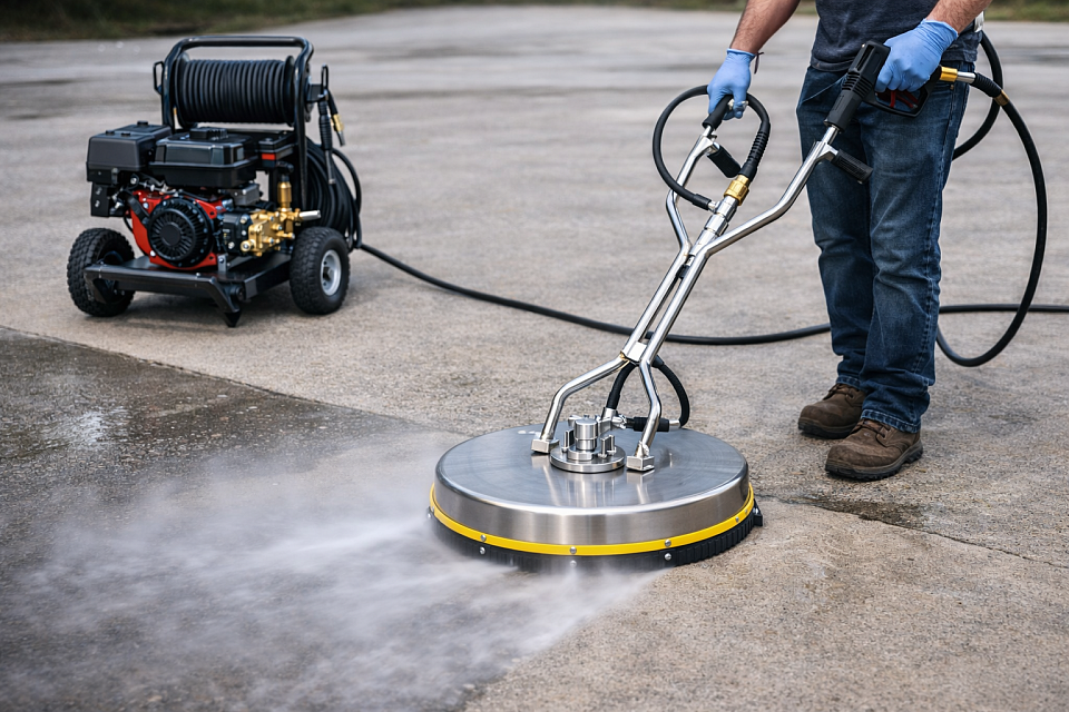 使用高壓旋轉盤去除戶外青苔髒污